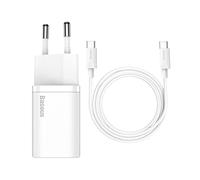 Cargador Super Si Quick Charger 1C 25W con Cable USB-C - USB-C Blanco (1 metro) - BASEUS