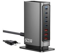 Carregador USB C Múltiplo 600W, Estação de Carregamento GAN de 8 Portas com Saída Máxima de 140W, Fonte de Alimentação PD PPS QC Compatível com MacBook, Laptop, iPhone, Samsung e etc