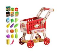 Carrello Della Spesa per Bambini - Giocattolo Educativo Di Ruolo Cons Passeggino Girello | Set Completo Con per Negozio Alimentare E Frutta Verdura | Bracci Regolabili E Cestino Incluso