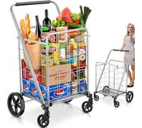 Carrello della spesa pieghevole con ruote girevoli a 360° - Carrello della spesa 127 kg popolare carrello della spesa pieghevole con cestino della spesa, carrello della spesa multifunzionale e pratico