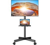 Carrello TV Mobile su ruote per TV Piatto/Curvo da 23 a 60 pollici Supporto TV inclinabile Ripiano Regolabile in Altezza Carrello TV a Pavimento Mobile Può Contenere Fino a 40 kg MAX VESA 400x400mm