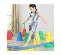 Carrera de Obstáculos Circuito De Obstáculos De 114 Piezas, Incluye Aros Para Rayuela Y Vallas, Entrenamiento Del Equilibrio Corporal Con Tablas De Equilibrio(Style 2)