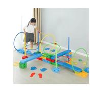 Carrera de Obstáculos Circuito De Obstáculos Para Niños Con Aros Para Rayuela, Vallas Y Tablas De Equilibrio, Actividad De Entrenamiento Del Equilibrio Corporal(Style 1)