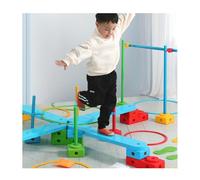 Carrera de Obstáculos Equipo De Circuito De Obstáculos, Mejora del Equilibrio, Juego De Jardín para Fiesta Que Incluye Piedras De Paso Y Lanzamiento