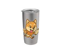 Carrera de rugby perro dibujos animados Vaso térmico de acero inoxidable de doble pared