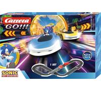 Carrera GO!!! Sonic Racing CrossWorlds - Pista de Carreras de Coches a Escala 1:43 con 4,3 m de Longitud de Pista | Incluye Sonic & Tails, Salto de Salto, 2 reguladores manuales y Cable USB-C, Pista