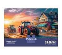 Carrera Tractor Puzzle 1000 Piezas De Cartón Grueso Atardecer Campo Rompecabezas Anti Estrés Adultos para Actividad Abuelos Y Nietos como Regalo Original 70x50cm/1000pcs