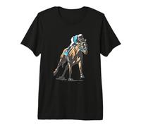 Carreras de Caballos Jockey Acción Ecuestre Pura Sangre Deporte Camiseta Premium
