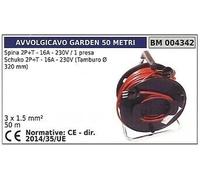Carrete 50m Enchufe 2 Polos + Terra 16A 230V 1 Prensa Schuko