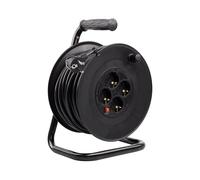 Carrete Alargador 25m H05VV-F 3x1.5 mm² | 4 Enchufes Tipo Schuko con Protección Infantil | Potencia hasta 3200W | Rearme Contra Sobrecarga | Ideal para Herramientas Eléctricas | LEDKIA LIGHTING