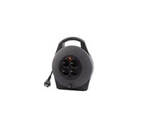 LEDKIA LIGHTING - Carrete Alargador de Cable 10m | 4 Enchufes German Socket | Protección Sobrecarga e Infantil | Soporta 3200W | PVC Duradero | Cumple ISO 9001 y CE, Negro