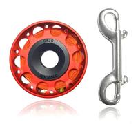 Carrete de buceo de 101 pies, carrete de dedo con perno de doble extremo, clip a presión, carrete de aluminio para buceo, pesca, color rojo