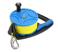 Carrete de Buceo de Buceo, 83m/90.8yd Longitud de Cable de Cable de trinquete con el Interruptor de Parada del Mango Clip de Montaje rápido para el exilio de Cuevas (Rueda Azul)