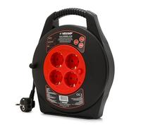 Carrete de cable doméstico 4 enchufes estándar Schuko, cable H05VV-F3G1.0MM2, 10M, CE