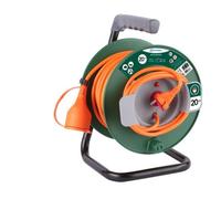 Electraline 49234 - Carrete De Cable Jardín, Longitud 20M, Enchufe Europeo, Sección Cable 2x1.5mm