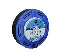 Carrete De Cable Masterplug 240V 13A 4-Enchufes Con Corte Térmico Azul 8m MSTMCT