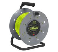 Carrete De Cable Sealey Con Disparo Térmico 4 X 230V Enchufes 50M - Verde BCR50G