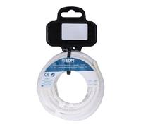 Carrete de cable tubular H03VV-F 2 x 0,75 mm² blanco, 5 m, ideal para conexiones eléctricas y alimentación de dispositivos.