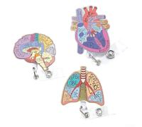 Carrete de insignia resistente retráctil de acrílico, con diseño de corazón, pulmón, cerebro, soporte de identificación con clip de cocodrilo para profesionales de la salud Reino Unido (corazón)
