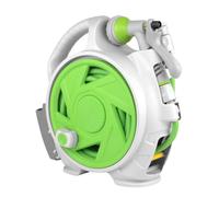 Carrete de manguera de agua, equipo retráctil de lavado de coches con 7 | Carrete de manguera de agua de jardín para patio, césped, patio, garaje, terraza, entrada, balcón, piscina