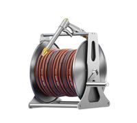 Carrete de manguera de jardín de acero inoxidable con manivela para un fácil almacenamiento de tuberías de agua en patios y entradas