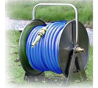 Carrete de manguera de jardín de acero inoxidable, montaje en pared/suelo con manivela para un fácil riego, carrete de manguera de metal resistente para tus necesidades de jardín