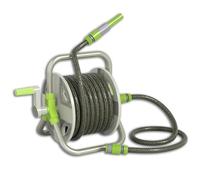 Carrete de manguera de jardín portátil con manguera de 50 pies + 3.2 pies, juego de carretes de mangueras de agua ligeros con boquilla de pulverización ajustable, entrada de 1/2 pulgada y manguera