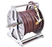Carrete de manguera de jardín, retráctil, ligero, flexible, boquilla de 6 funciones, conector conmutable para patio, césped, lavado de coches, mascotas, 50 metros, tubería de agua (tamaño: tubo de