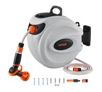 Carrete de manguera retráctil VEVOR, carrete de manguera de agua de 65.6'x1/2" con giro de 180° para montaje en pared