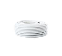 Carrete de manguera tubular blanca de 15 metros y 2x0,75 mm, ideal para diversas aplicaciones, ofreciendo durabilidad y alta resistencia. Perfecto para uso en exteriores.