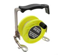 Carrete de mano para buceo en cuevas con longitud de línea guía de 150 pies o 290 pies y despliegue de parada de salto para aplicaciones SMB (29 pies amarillo)