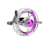 Carrete de mosca de grano de aluminio con rodamientos de bolas sellados 2+1, arrastre frontal operado por rueda de pulgar e inercia rotacional equilibrada (85 mm morado)