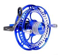 Carrete de mosca de grano de aluminio diseñado para mayor durabilidad y recuperación suave con 2+1BB y mecanismo de arrastre intuitivo de rueda de pulgar (100 mm azul)