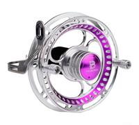 Carrete de mosca de grano de aluminio diseñado para mayor durabilidad y recuperación suave con 2+1BB y mecanismo de arrastre intuitivo de rueda de pulgar (100 mm morado)