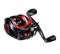 Carrete de pesca BaitLike con relación de transmisión 7 2 1 y freno magnético, diseñado para uso en exteriores en diversas técnicas de pesca y entornos acuáticos (rojo (mano izquierda))