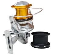 Carrete de Pesca BOUREL 10000 para surfcasting - Gran Capacidad 500 m, Freno 10 kg, 6+1 rodamientos, Ratio 4.1:1, Bobina Aluminio + Extra Grafito, Resistente al salitre