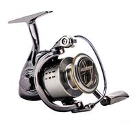 Carrete de pesca con cuerpo de aleación de zinc galvanizado, sistema de arrastre de 12 kg, rodamientos sellados, mango intercambiable CNC para cebo de agua salada, plata, zurdos y diestros (S3000)