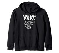 Carrete de Pesca Cool Papa Bass Día del Padre Pescador Papá Hombres Sudadera con Capucha
