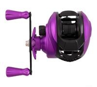 Carrete de pesca de alta velocidad 7.2:1 con alarma de arrastre, arrastre máximo de 10 kg para lubina, lucio, perca, cuerpo de metal morado, mano izquierda y derecha (B)