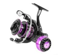 Carrete de pesca de metal, carrete de pesca de metal con relación de control de línea de engranaje de arrastre de 10 kg, carrete giratorio negro púrpura para pesca en el mar (HP-5000)