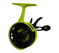 Carrete de pesca en hielo con diámetro de carrete grande optimizado para 100 m de línea de pesca de 0,285 mm, rodamientos de metal, engranajes de latón, arrastre de aluminio CNC (verde con mano