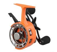 Carrete de pesca en hielo construido con aluminio CNC Star Drag perilla de mango EVA de liberación rápida, disparador de caída de gran diámetro para una mejor gestión de la línea (naranja mano derecha