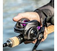 Carrete de pesca profesional con relación de engranaje 7.2:1 más freno de 25 niveles y potencia de arrastre de 8 kg para peces de caza grande en el río lago negro (AM2000 mano derecha)