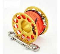Carrete de pesca subacuático compacto con cuerpo de aleación T6061 y gancho doble de 90 mm para una fijación segura durante inmersiones técnicas, azul, 6 cm (30 m-oro)