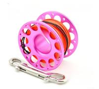 Carrete de pesca subacuático compacto con cuerpo de aleación T6061 y gancho doble de 90 mm para una fijación segura durante inmersiones técnicas, azul, 6 cm (30 m, rojo rosa)