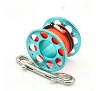 Carrete de pesca subacuático compacto con cuerpo de aleación T6061 y gancho doble de 90 mm para una fijación segura durante inmersiones técnicas, azul, 6 cm (15 m-azul)