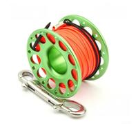 Carrete de pesca subacuático compacto con cuerpo de aleación T6061 y gancho doble de 90 mm para una fijación segura durante inmersiones técnicas, azul, 6 cm (30 m-verde)