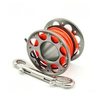 Carrete de pesca subacuático compacto con cuerpo de aleación T6061 y gancho doble de 90 mm para una fijación segura durante inmersiones técnicas, azul, 6 cm (15 m-gris)