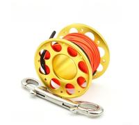 Carrete de pesca subacuático compacto con cuerpo de aleación T6061 y gancho doble de 90 mm para una fijación segura durante inmersiones técnicas, azul, 6 cm (15 m-oro)