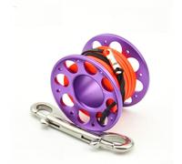 Carrete de pesca subacuático compacto con cuerpo de aleación T6061 y gancho doble de 90 mm para una fijación segura durante inmersiones técnicas, azul, 6 cm (15 m-morado)